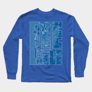 Adelaide, Australia Map Typography - Blueprint Long Sleeve T-Shirt